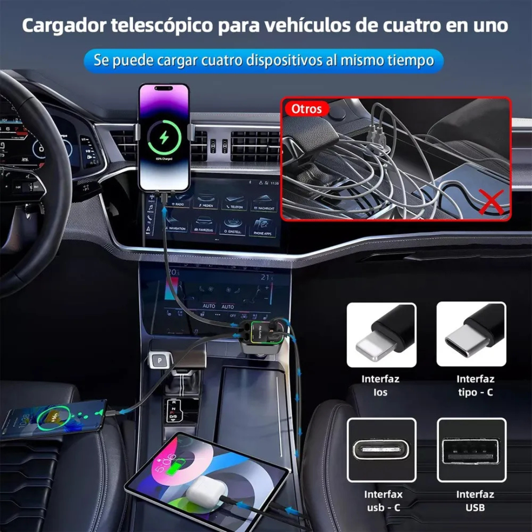 Cargador Retráctil con Luz Ambiental