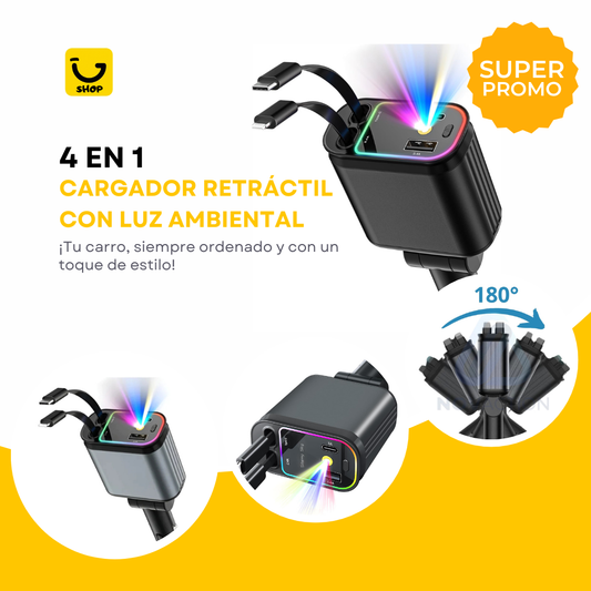 Cargador Retráctil con Luz Ambiental