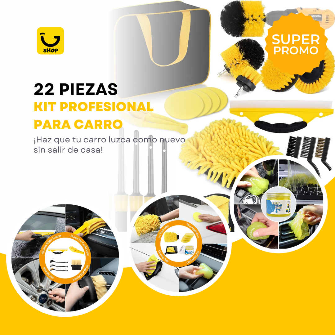 Kit de Limpieza para Carro con 22 Piezas
