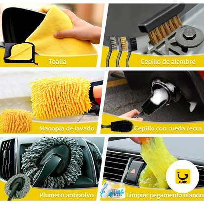 Kit de Limpieza para Carro con 22 Piezas